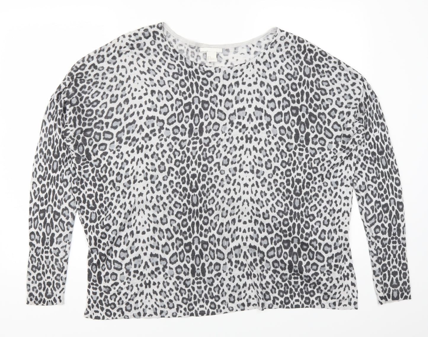 H&M Womens Grey Animal Print  Pullover Jumper Size M