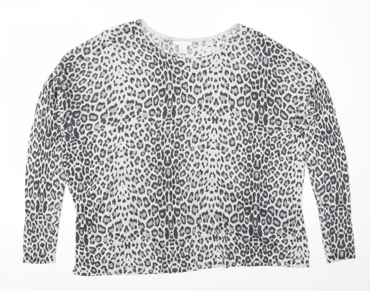 H&M Womens Grey Animal Print  Pullover Jumper Size M