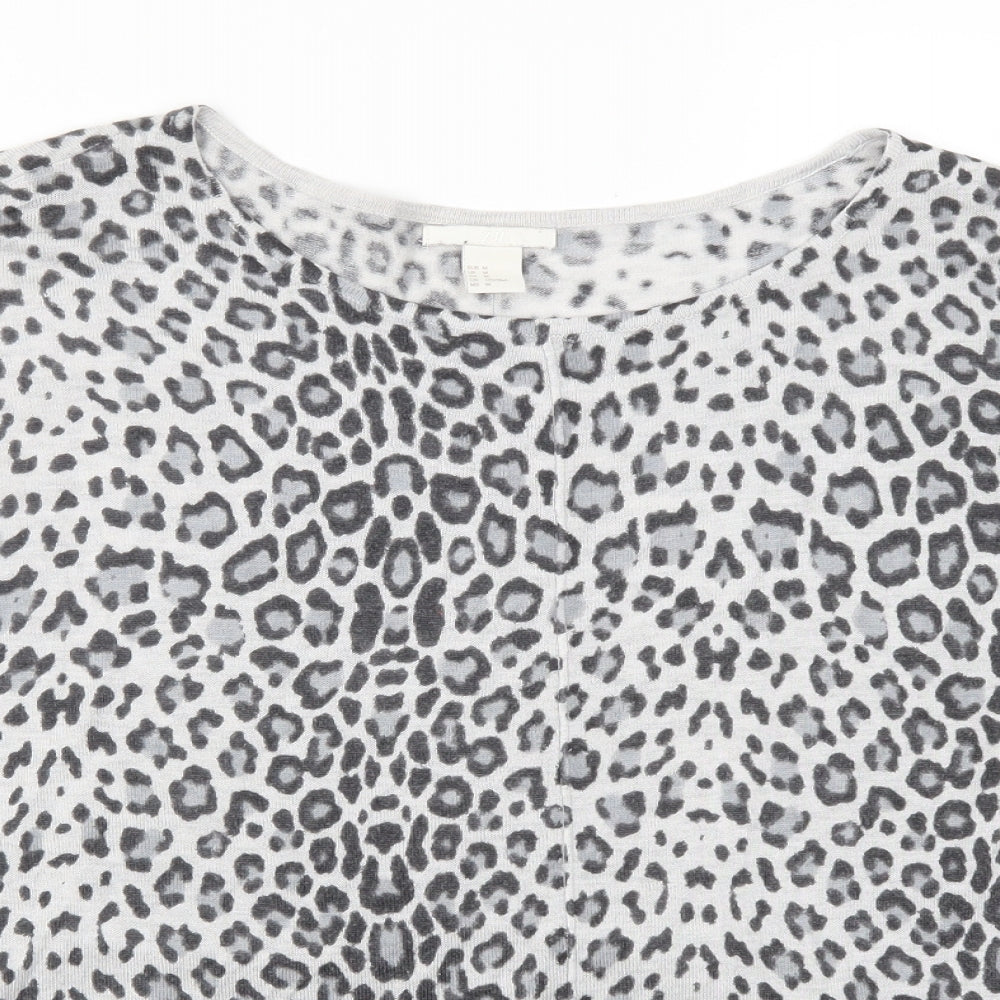 H&M Womens Grey Animal Print  Pullover Jumper Size M