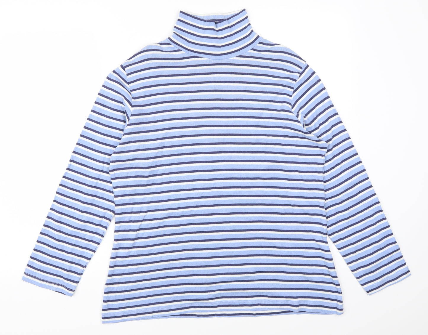 Arista Womens Blue Striped  Basic T-Shirt Size 18