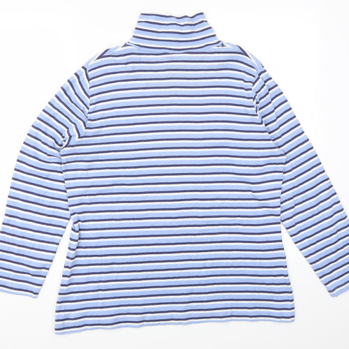Arista Womens Blue Striped  Basic T-Shirt Size 18