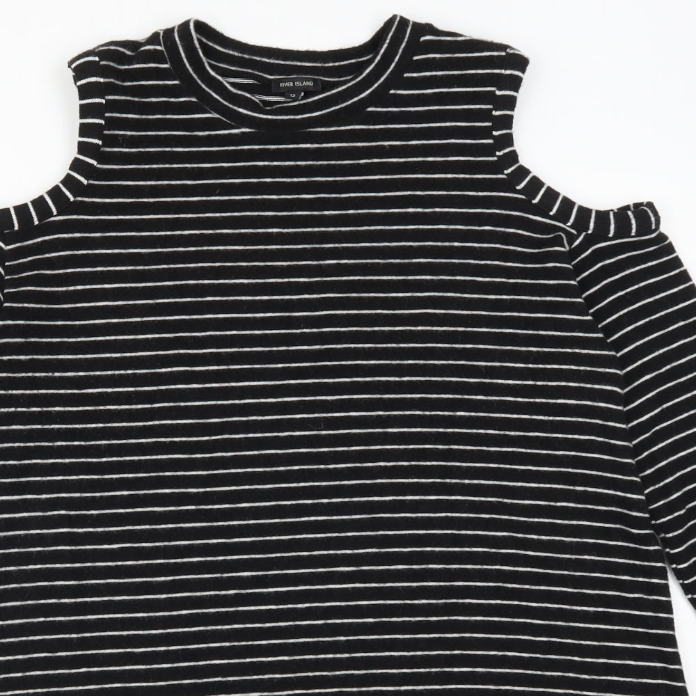 River Island Womens Black Striped  Jumper Dress  Size 12