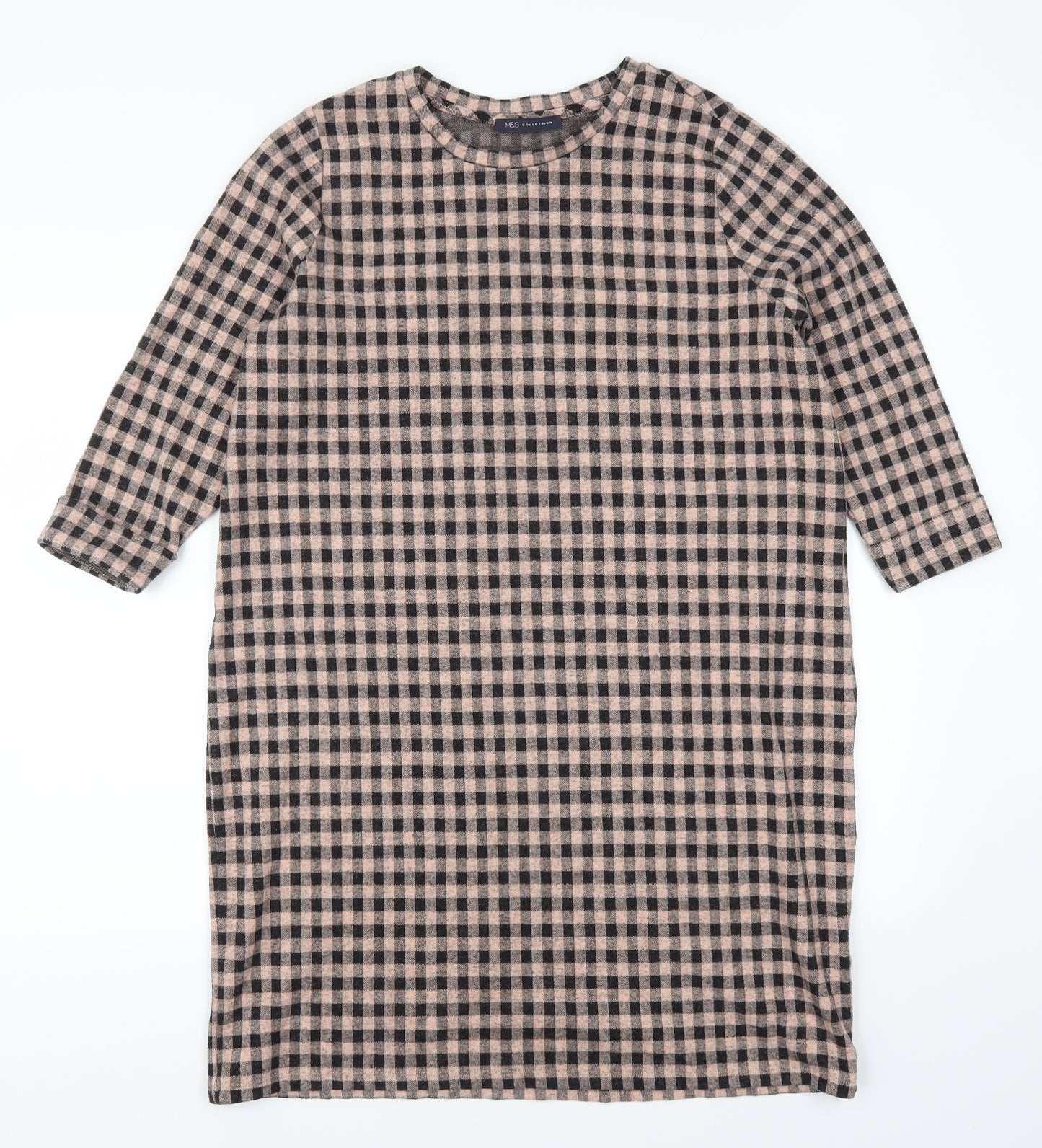 Marks and Spencer Womens Pink Check  T-Shirt Dress  Size 18