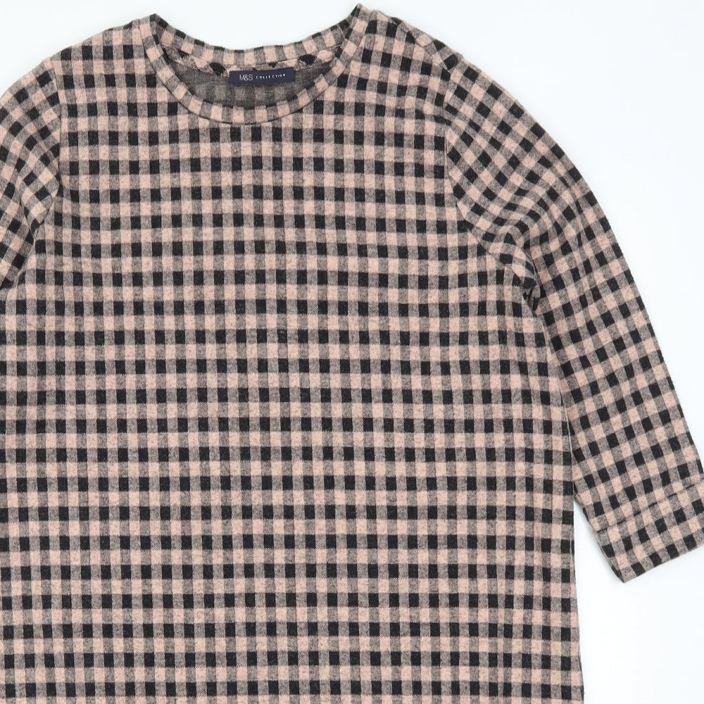 Marks and Spencer Womens Pink Check  T-Shirt Dress  Size 18