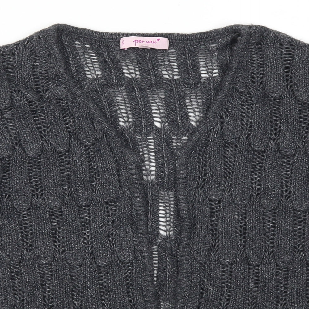 Per Una Womens Grey   Cardigan Jumper Size 12