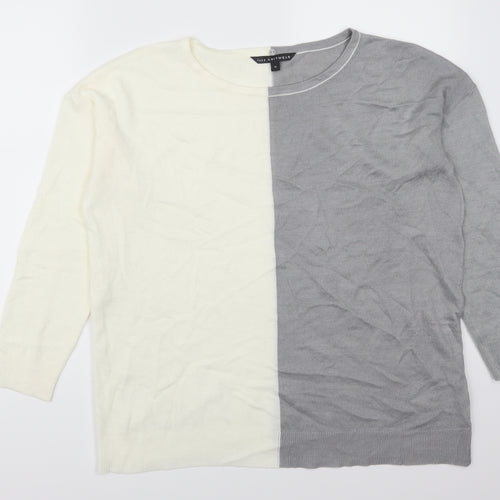 Bonmarché Womens Grey   Pullover Jumper Size 14  - Cream Colour Block
