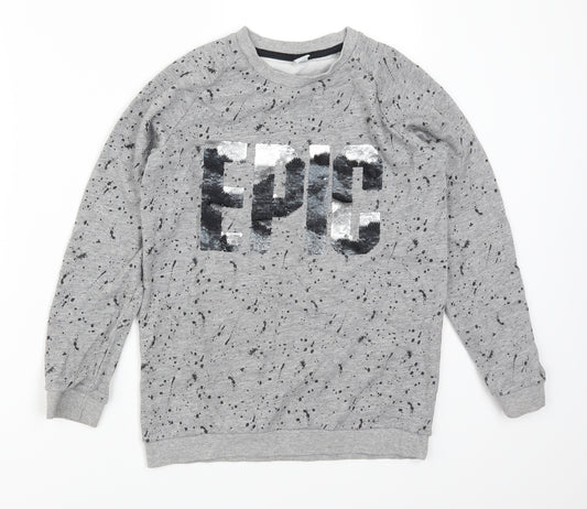 Front view of TU boys’ grey pullover sweatshirt, size 10, years - epic