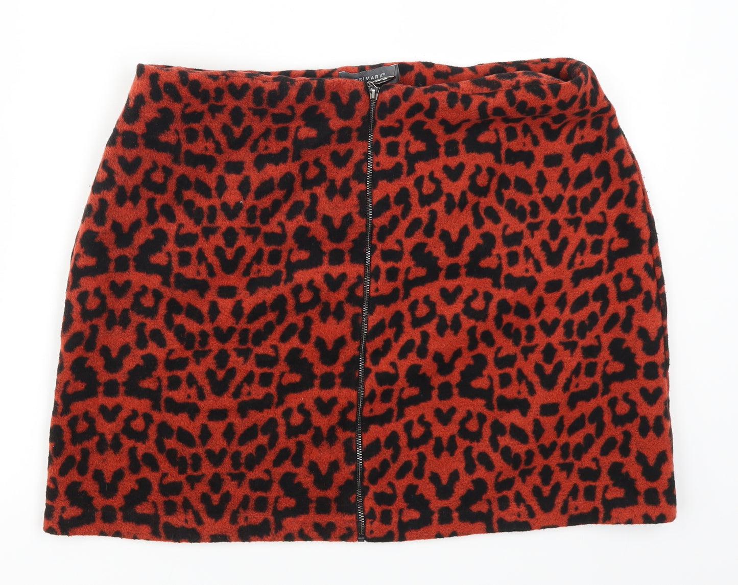 Primark Womens Red Animal Print  Mini Skirt Size 16