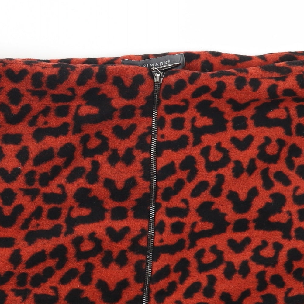 Primark Womens Red Animal Print  Mini Skirt Size 16