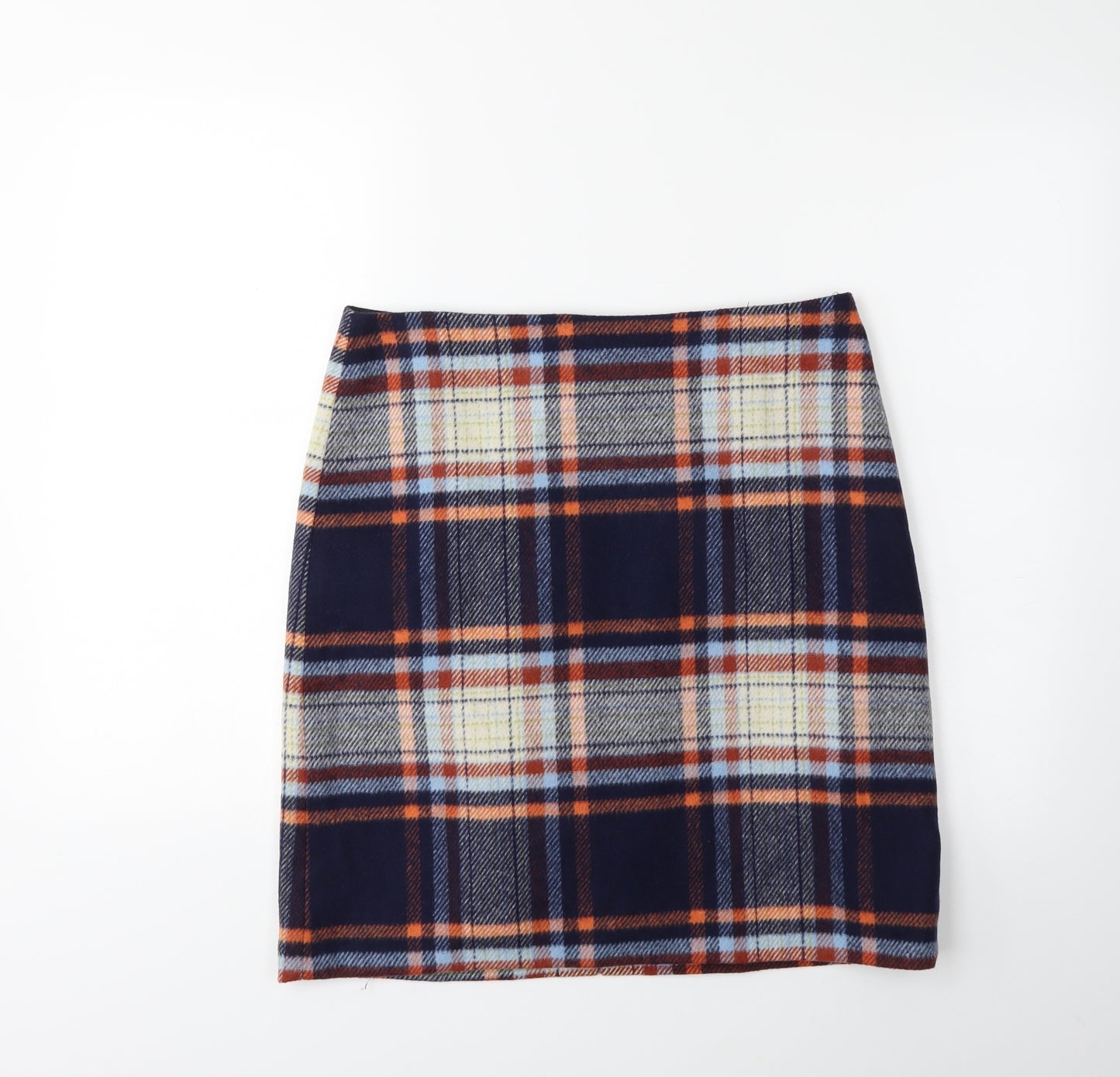Marks and Spencer Womens Blue Check  A-Line Skirt Size 32 in