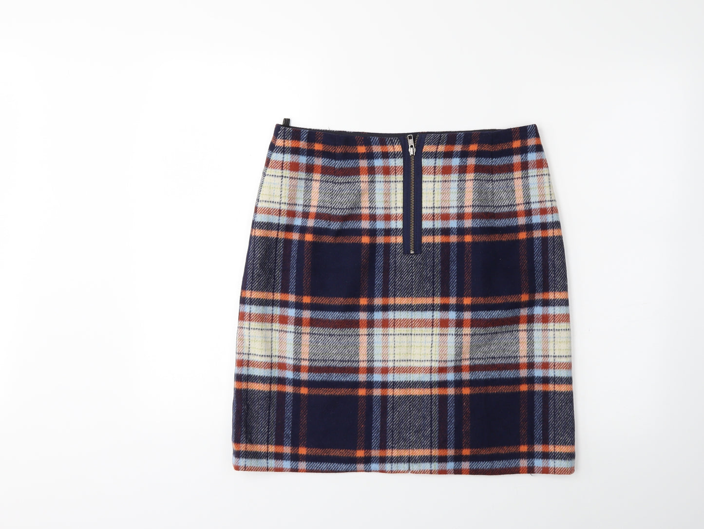 Marks and Spencer Womens Blue Check  A-Line Skirt Size 32 in