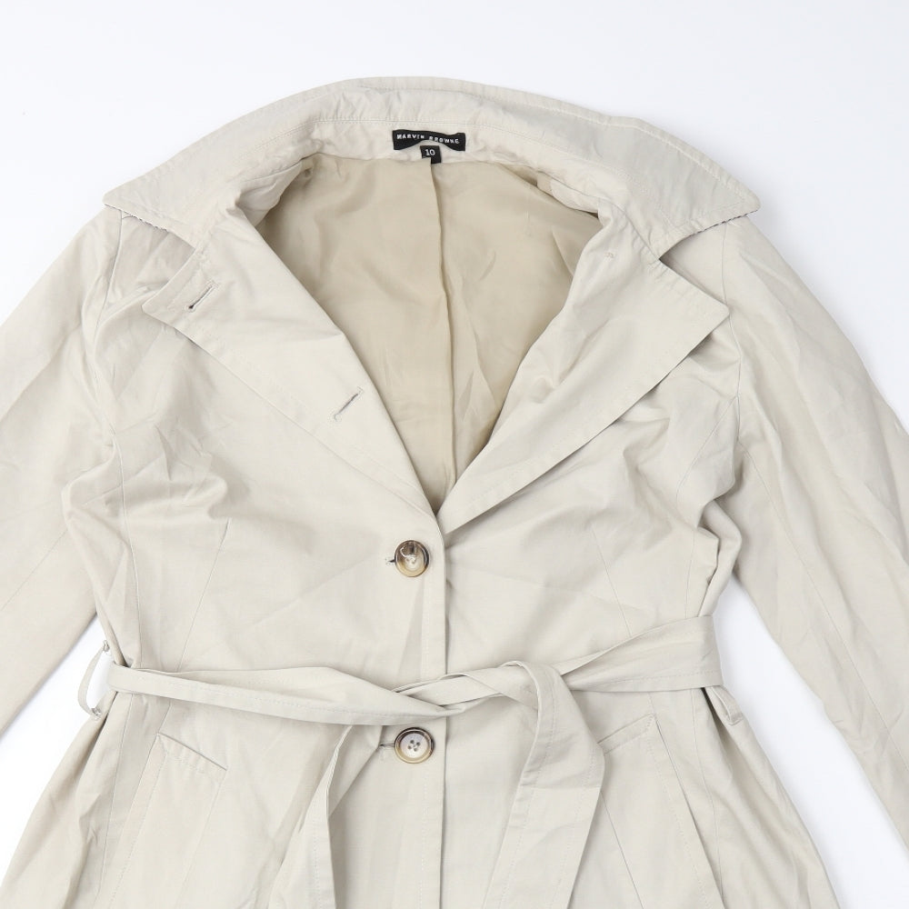MARVIN BROWNE Womens Beige   Trench Coat Coat Size 10