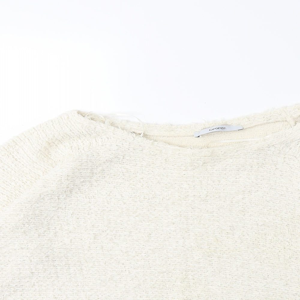 George Womens White  Knit Pullover Jumper Size 16