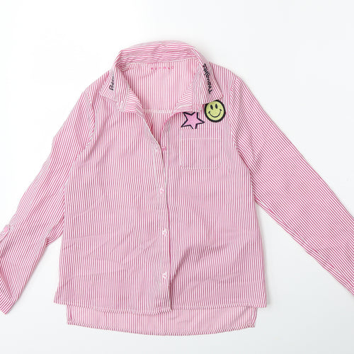 Nutmeg Girls Pink Striped  Basic Button-Up Size 10 Years