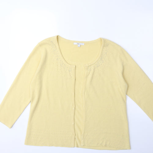 Klass Collection Womens Yellow  Knit Cardigan Jumper Size L