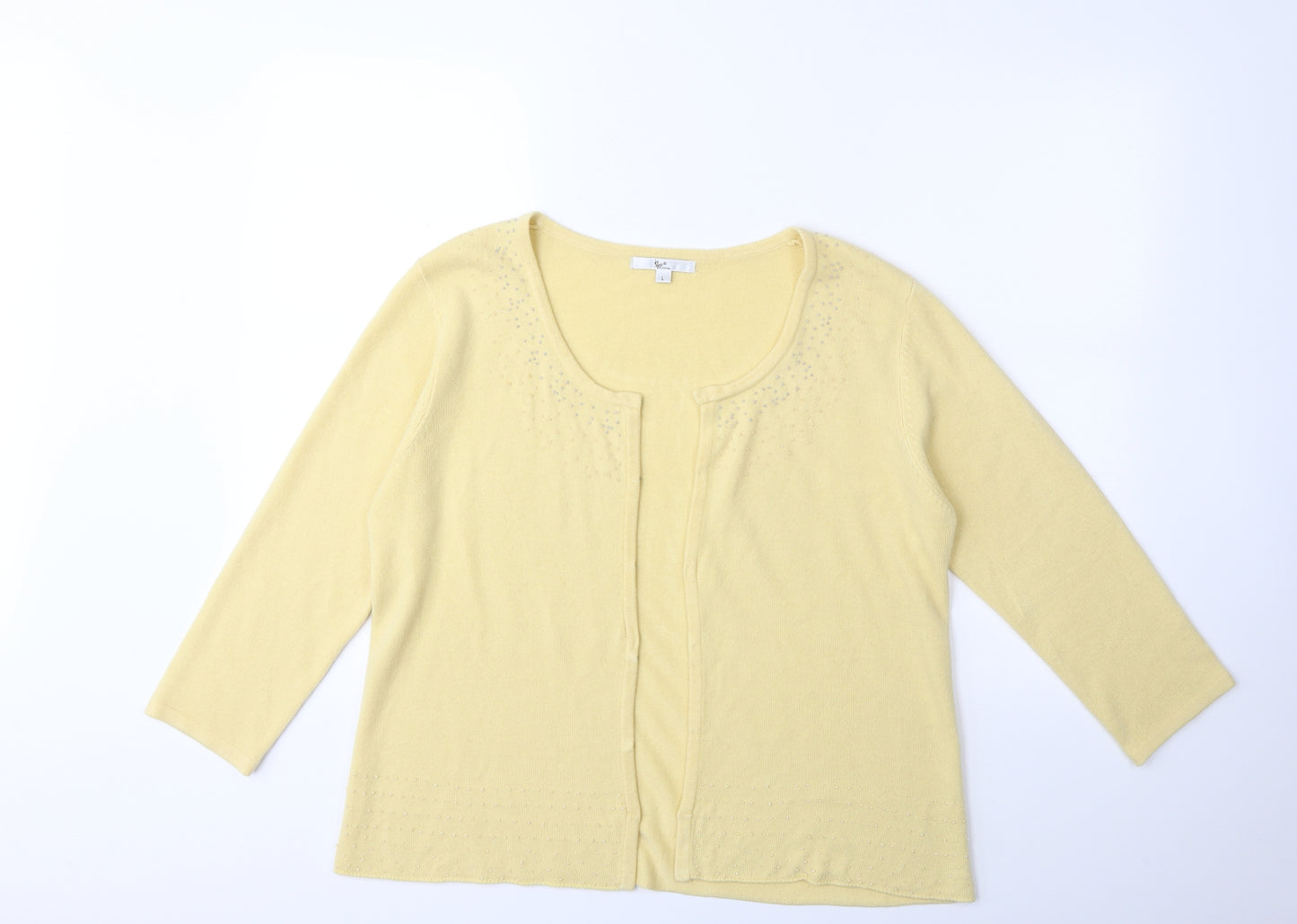 Klass Collection Womens Yellow  Knit Cardigan Jumper Size L