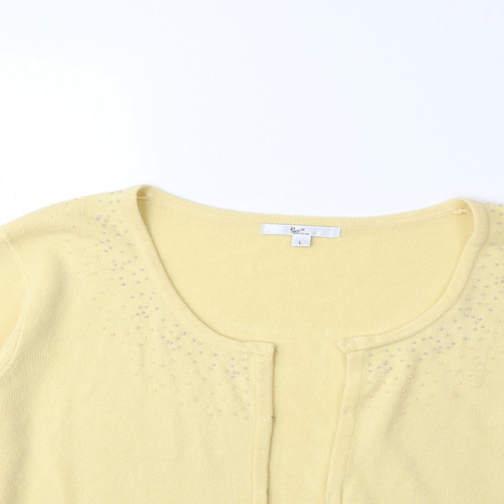Klass Collection Womens Yellow  Knit Cardigan Jumper Size L