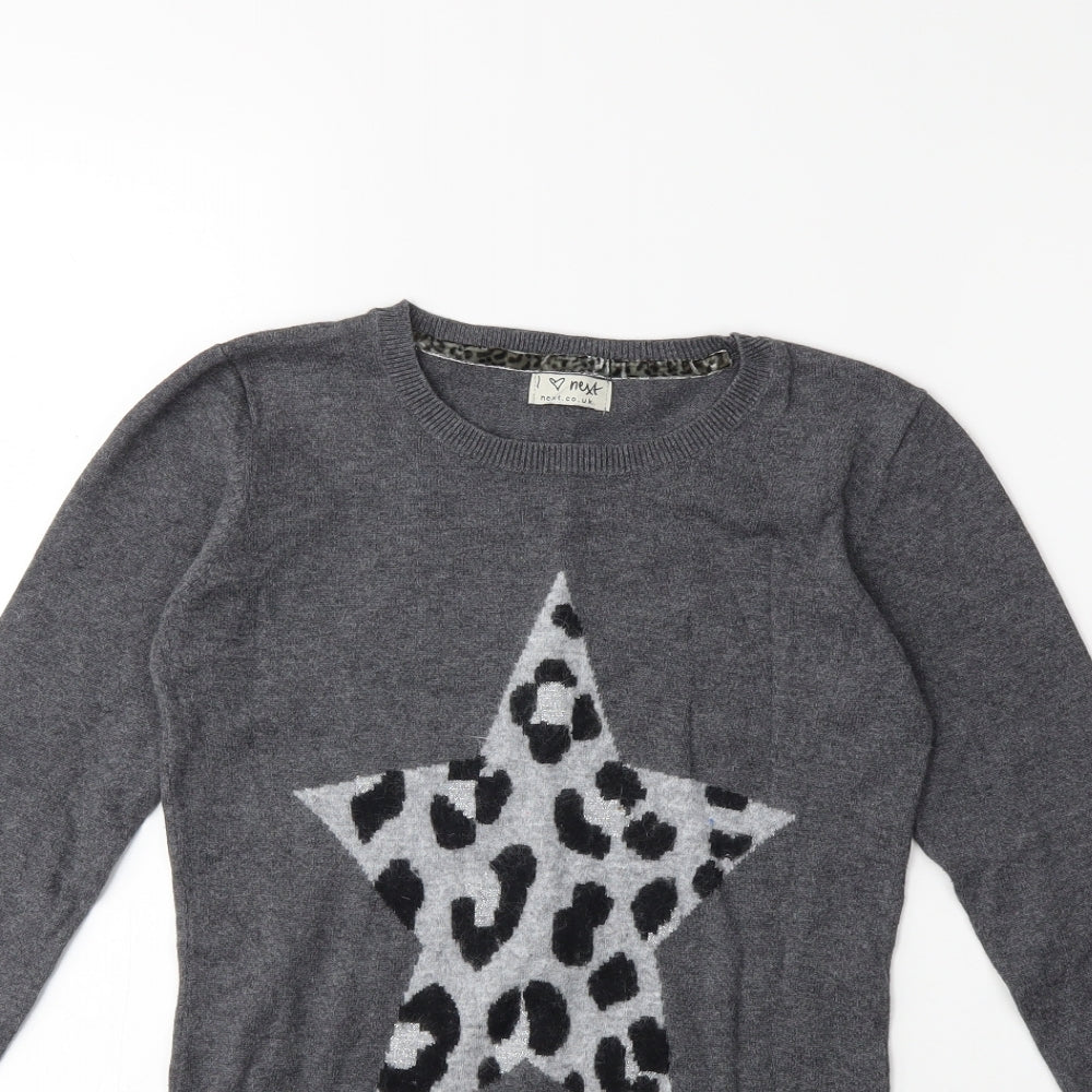 NEXT Girls Grey  Knit Jumper Dress  Size 9-10 Years