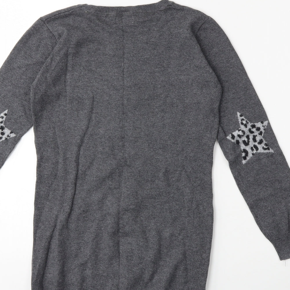 NEXT Girls Grey  Knit Jumper Dress  Size 9-10 Years