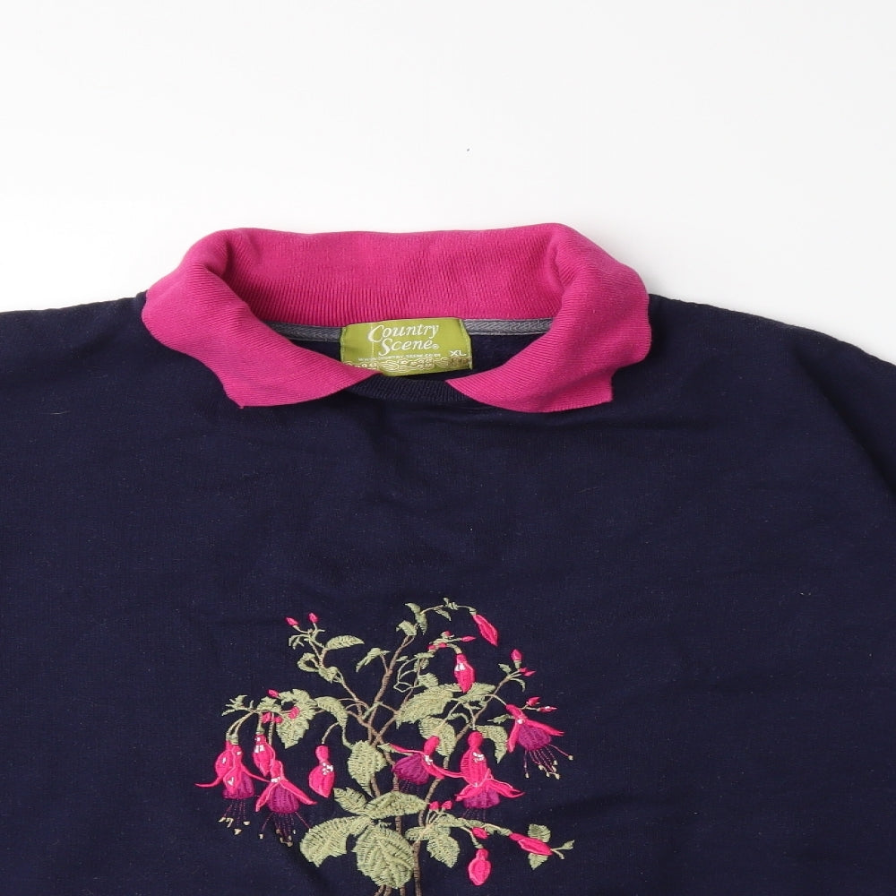 COUNTRY SCENE Womens Blue   Pullover Sweatshirt Size XL