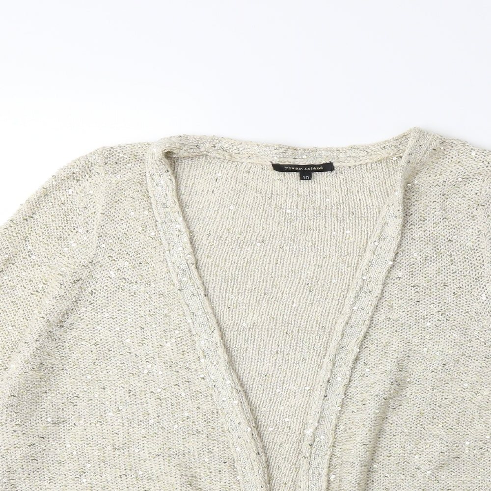 River Island Womens Gold  Knit Cardigan Jumper Size 10