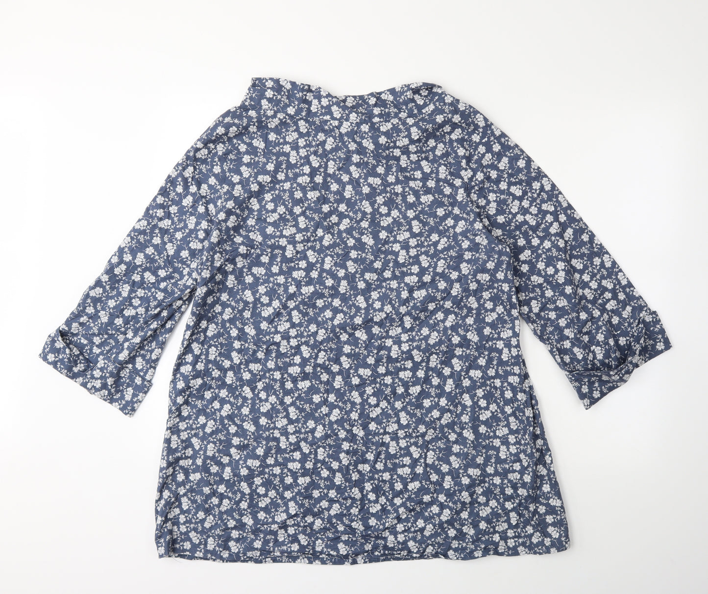 Laura Ashley Womens Blue Floral  Basic T-Shirt Size 12