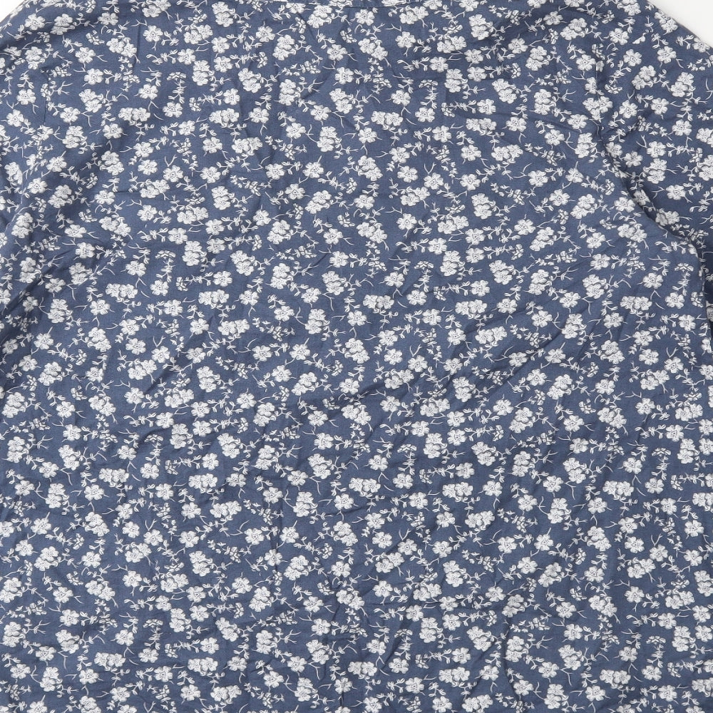 Laura Ashley Womens Blue Floral  Basic T-Shirt Size 12