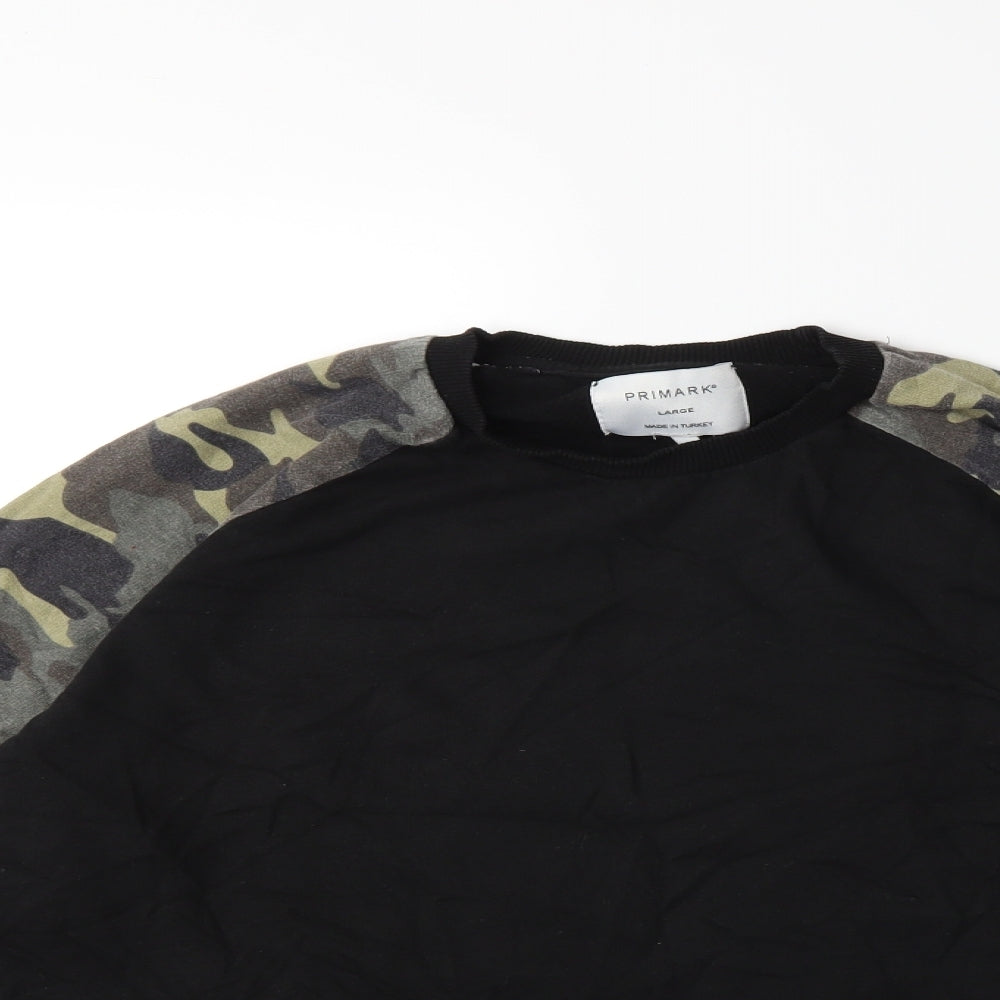 Primark Mens Black Camouflage  Pullover Sweatshirt Size L