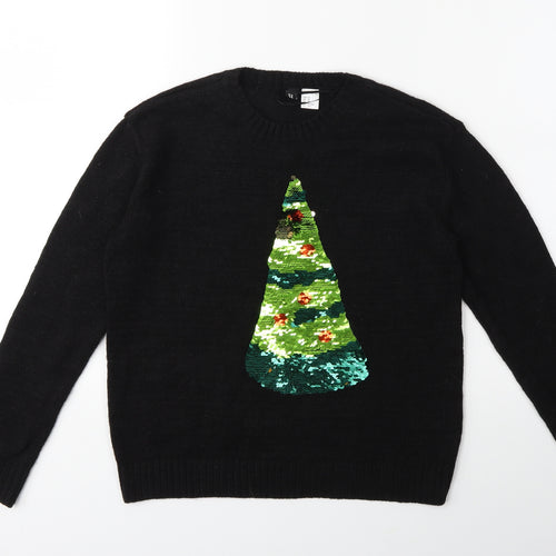 H&M Womens Black  Knit Pullover Jumper Size XS