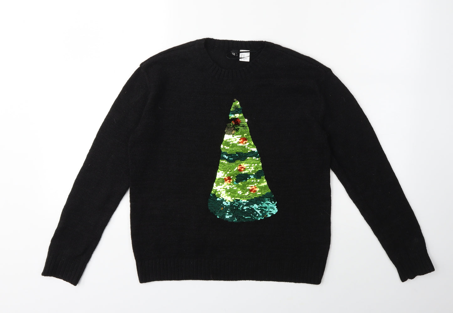 H&M Womens Black  Knit Pullover Jumper Size XS