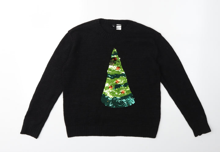 H&M Womens Black  Knit Pullover Jumper Size XS