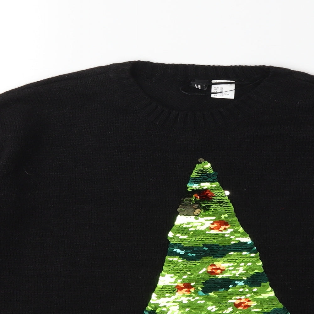 H&M Womens Black  Knit Pullover Jumper Size XS