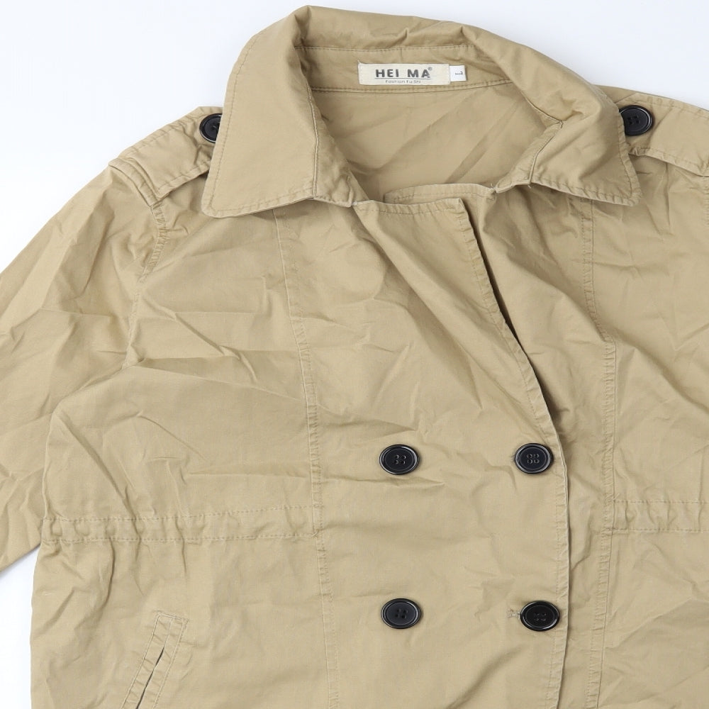 hei ma Womens Beige   Trench Coat Coat Size L