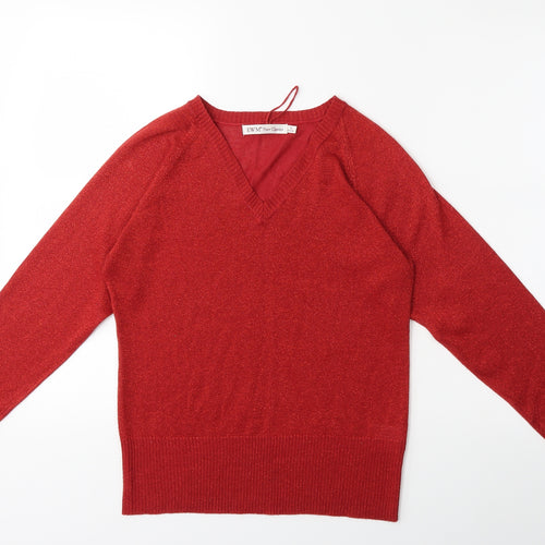 EWM Womens Red  Knit Pullover Jumper Size 10