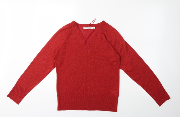 EWM Womens Red Knit Pullover Jumper Size 10