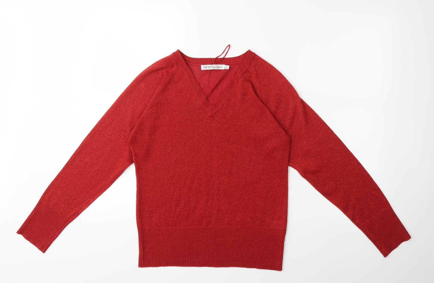 EWM Womens Red  Knit Pullover Jumper Size 10