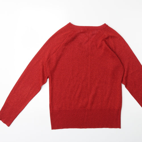 EWM Womens Red  Knit Pullover Jumper Size 10