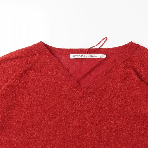 EWM Womens Red  Knit Pullover Jumper Size 10