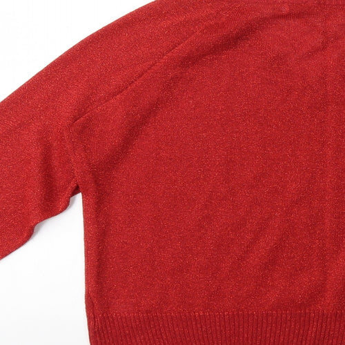 EWM Womens Red  Knit Pullover Jumper Size 10