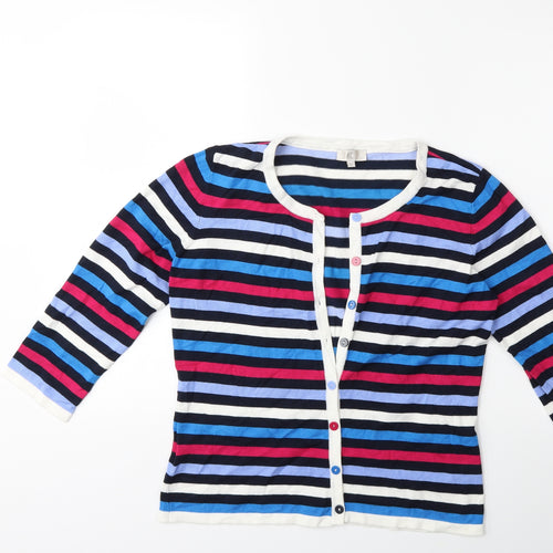 CC Womens Blue Striped Knit Cardigan Jumper Size M