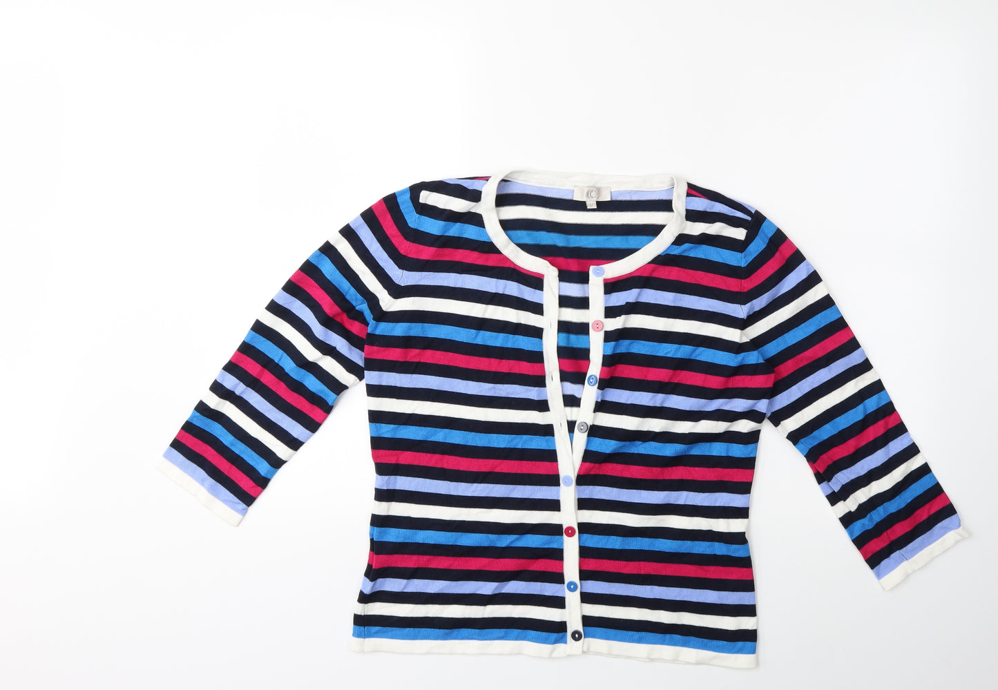 CC Womens Blue Striped Knit Cardigan Jumper Size M