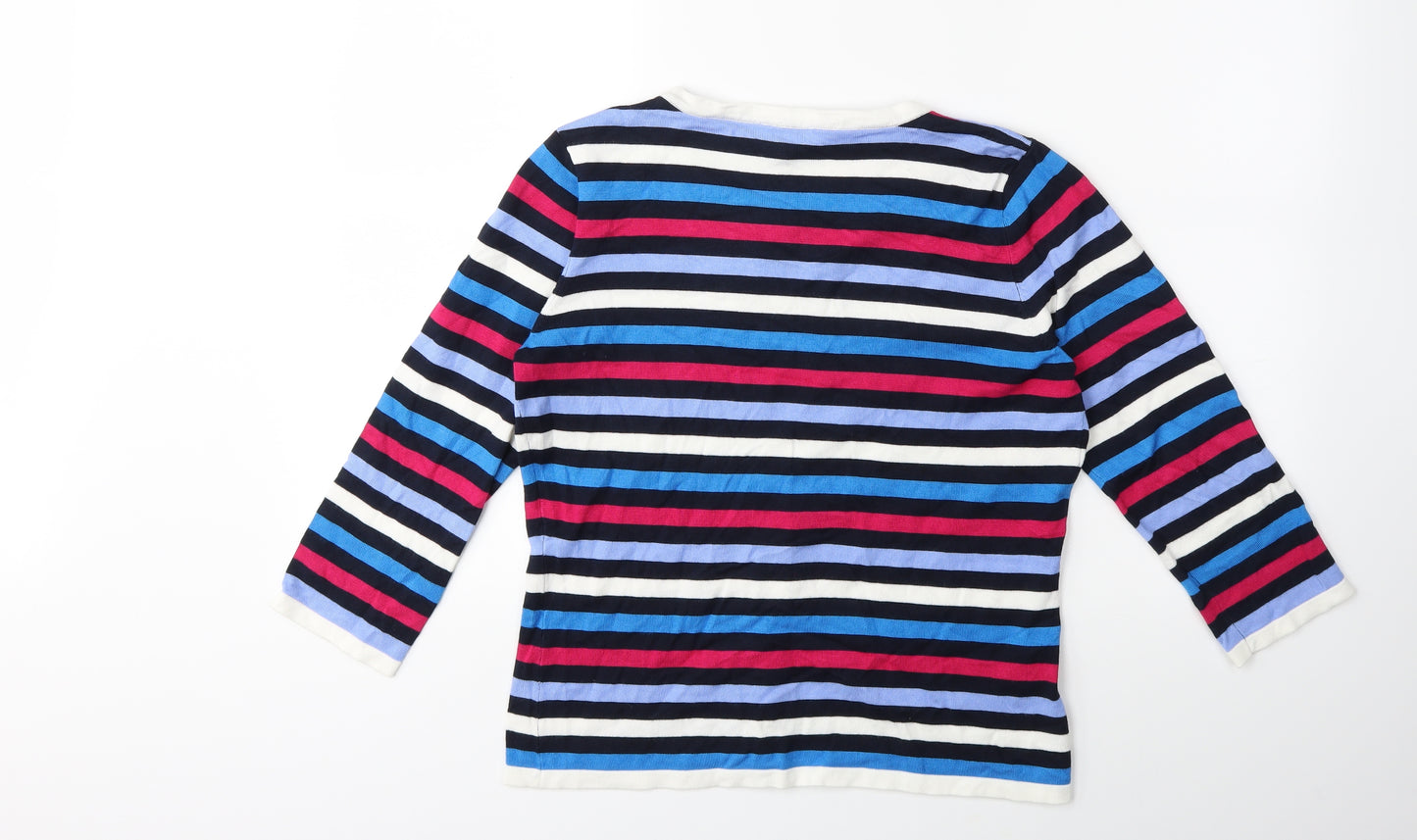 CC Womens Blue Striped Knit Cardigan Jumper Size M