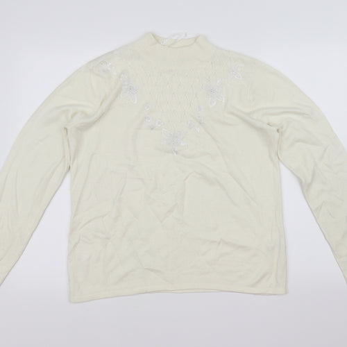 BM Womens White   Pullover Jumper Size S