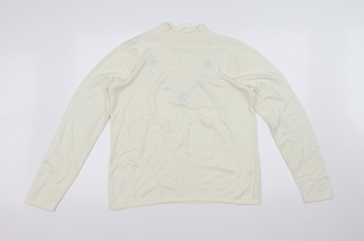 BM Womens White Pullover Jumper Size S