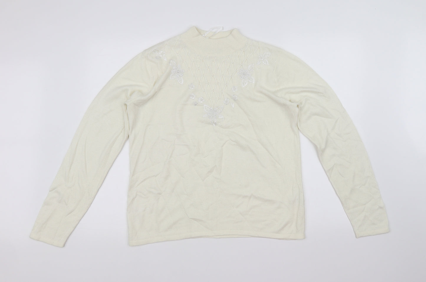 BM Womens White   Pullover Jumper Size S