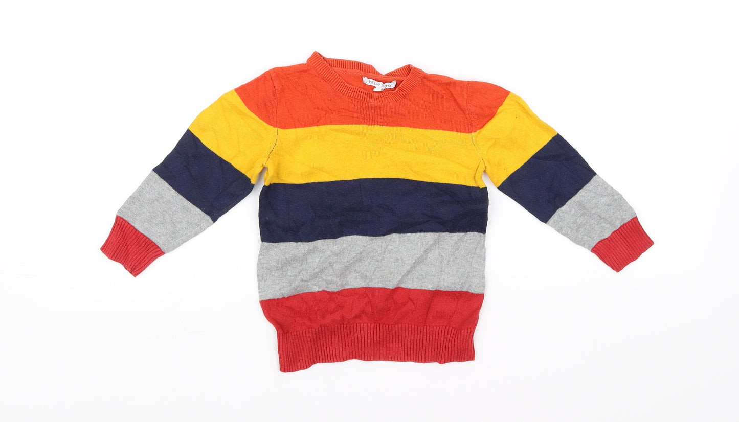 bluezoo Girls Red Striped  Pullover Jumper Size 3-4 Years