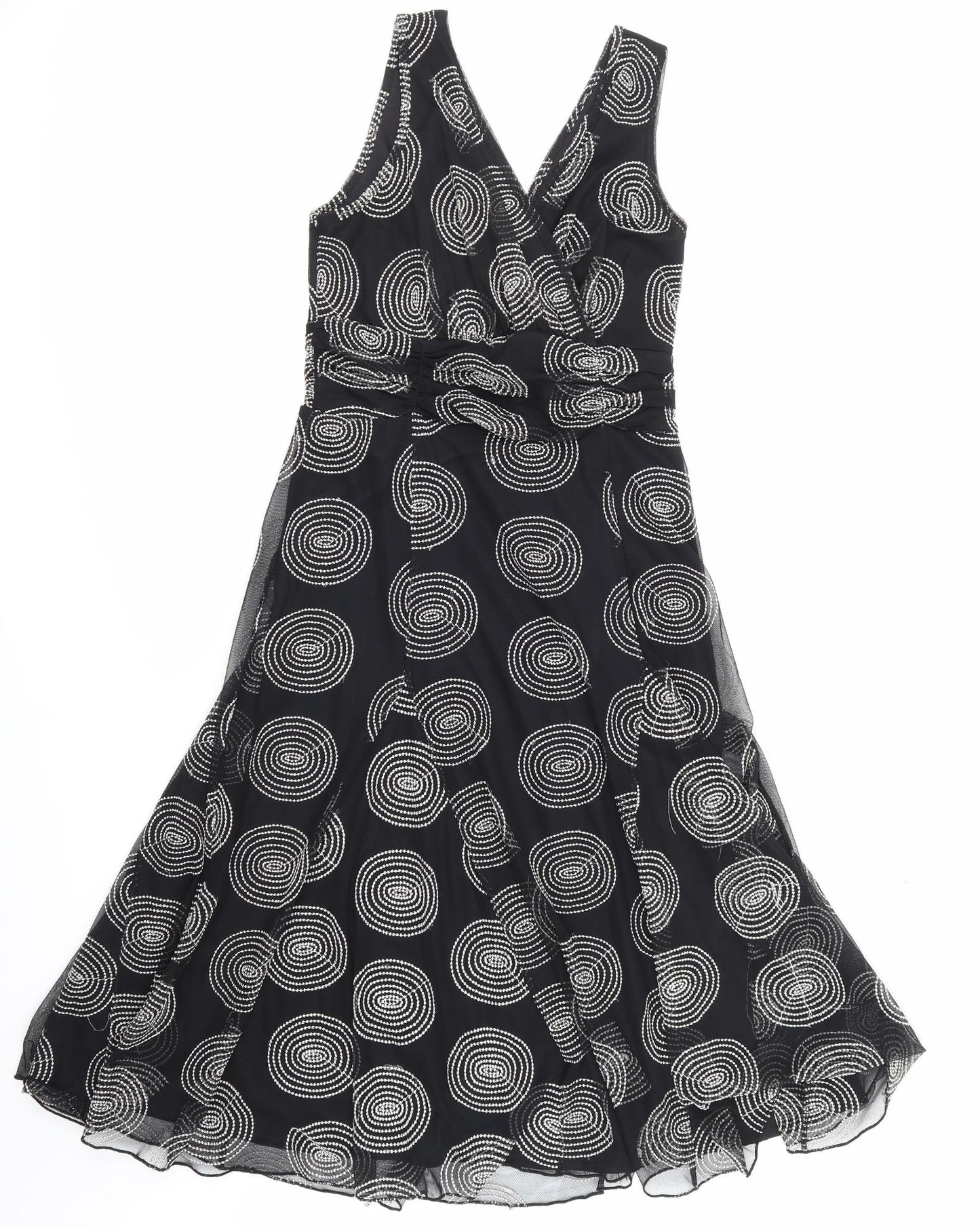 Wallis Womens Black Polka Dot  Shirt Dress  Size 12
