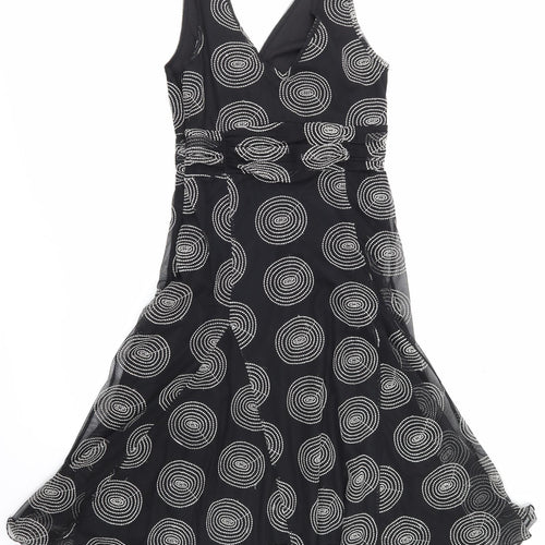 Wallis Womens Black Polka Dot  Shirt Dress  Size 12