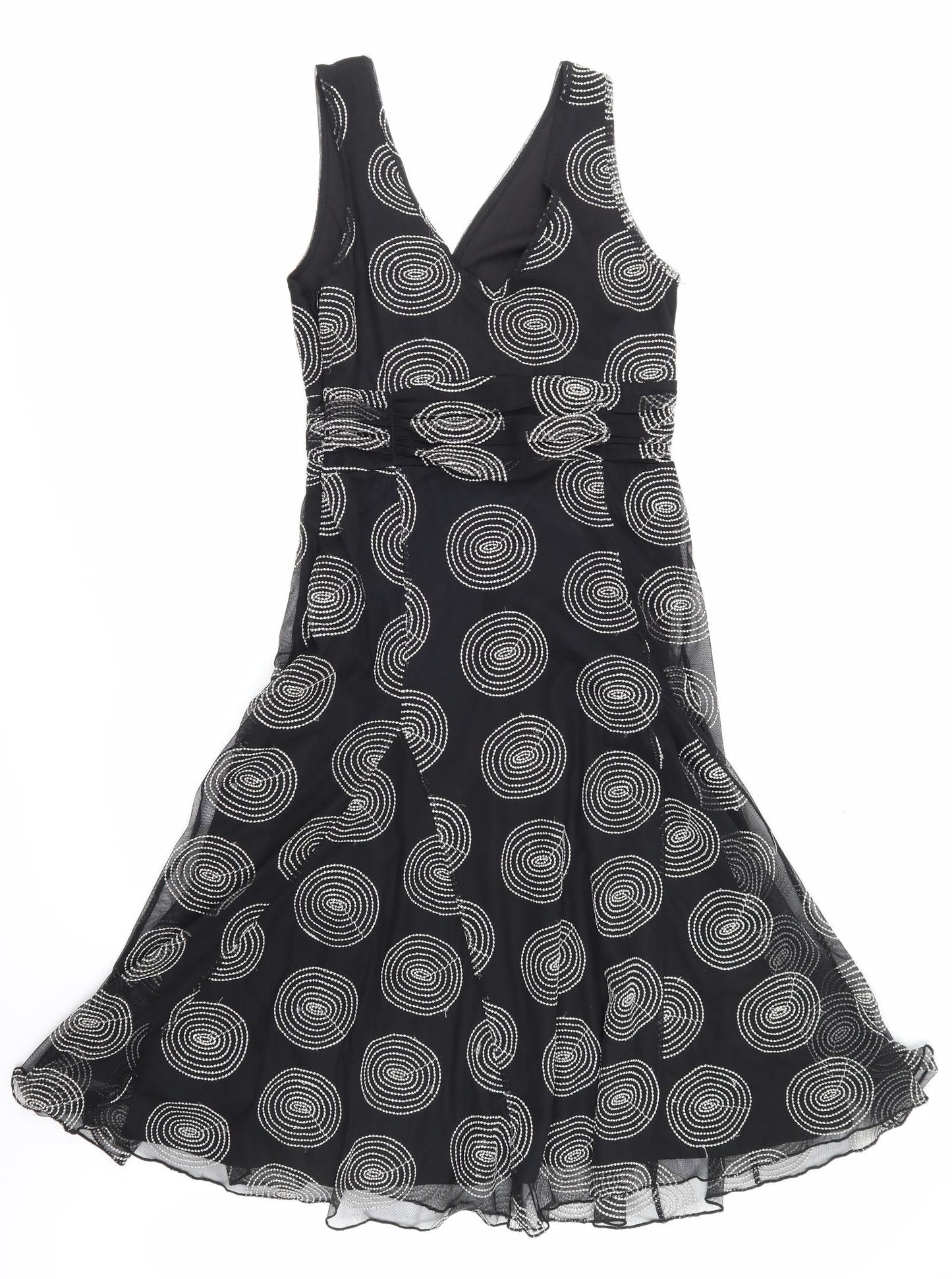 Wallis Womens Black Polka Dot  Shirt Dress  Size 12
