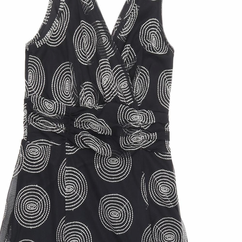 Wallis Womens Black Polka Dot  Shirt Dress  Size 12